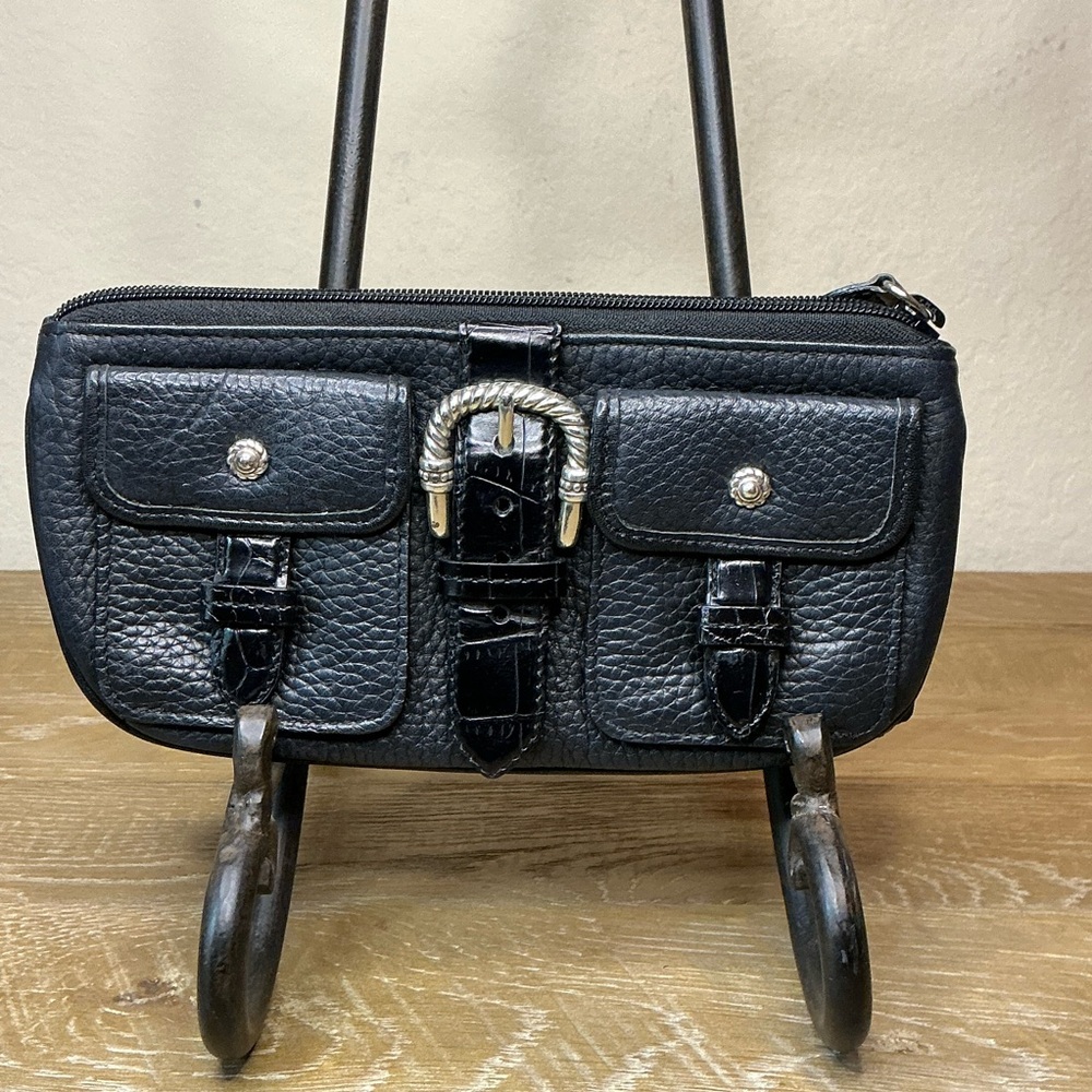 Brighton Black Leather Wristlet